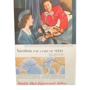 Vintage 1954 Pan Am Most Experienced Airline Ad Advertisement